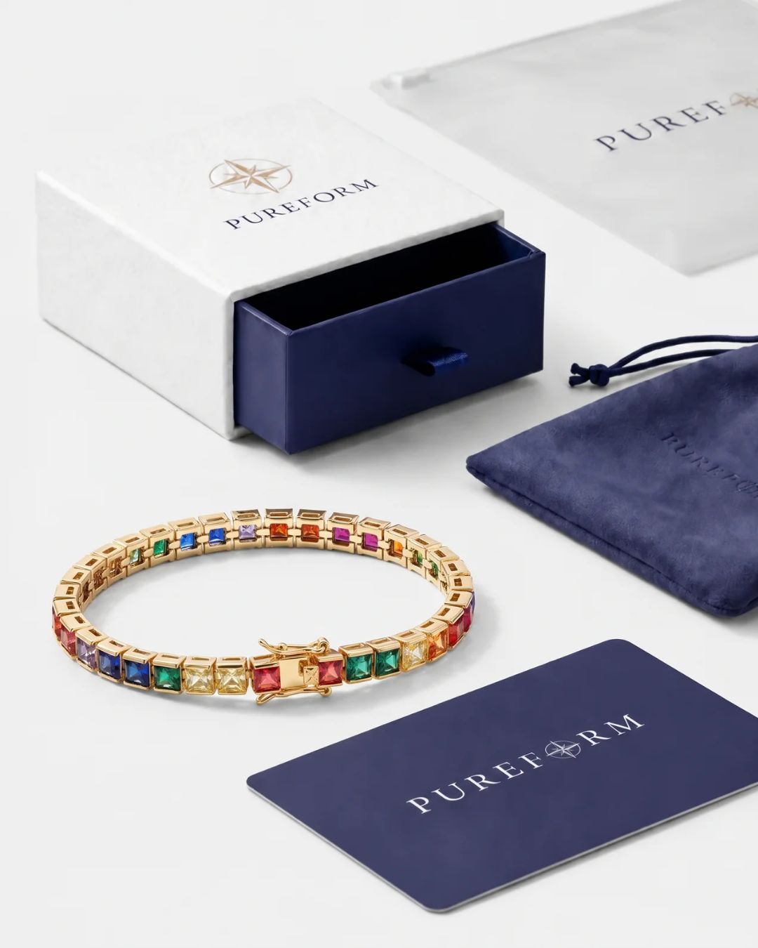 Tennis Bracelet | Rainbow 18K Gold