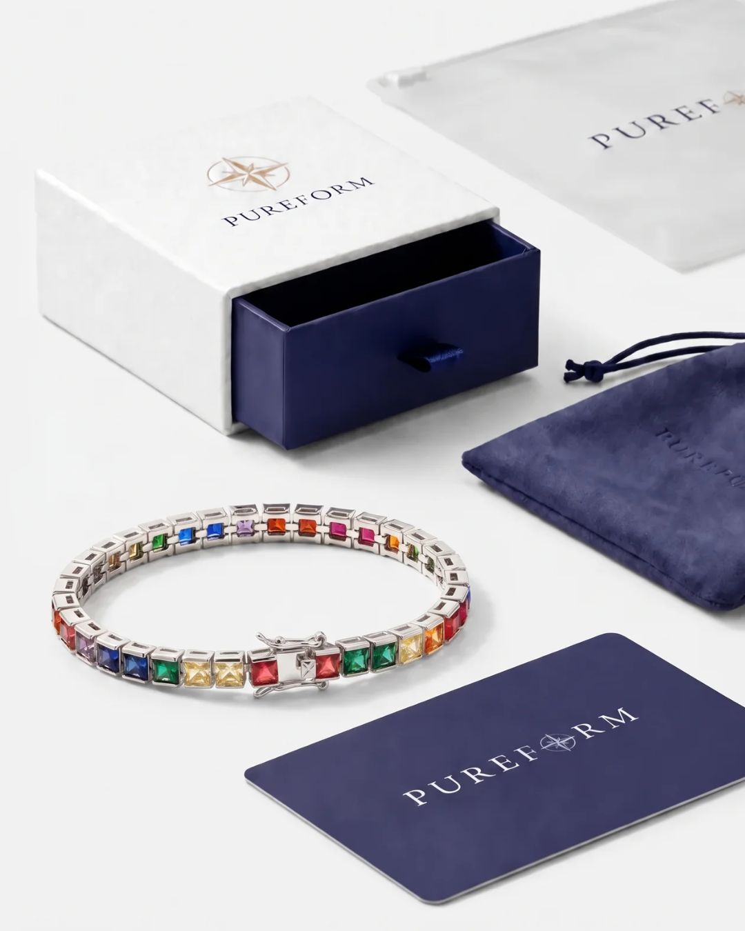 Tennis Bracelet | Rainbow Silver