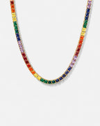 Tennis Necklace | Rainbow 18K Gold