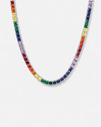 Tennis Necklace | Rainbow Silver