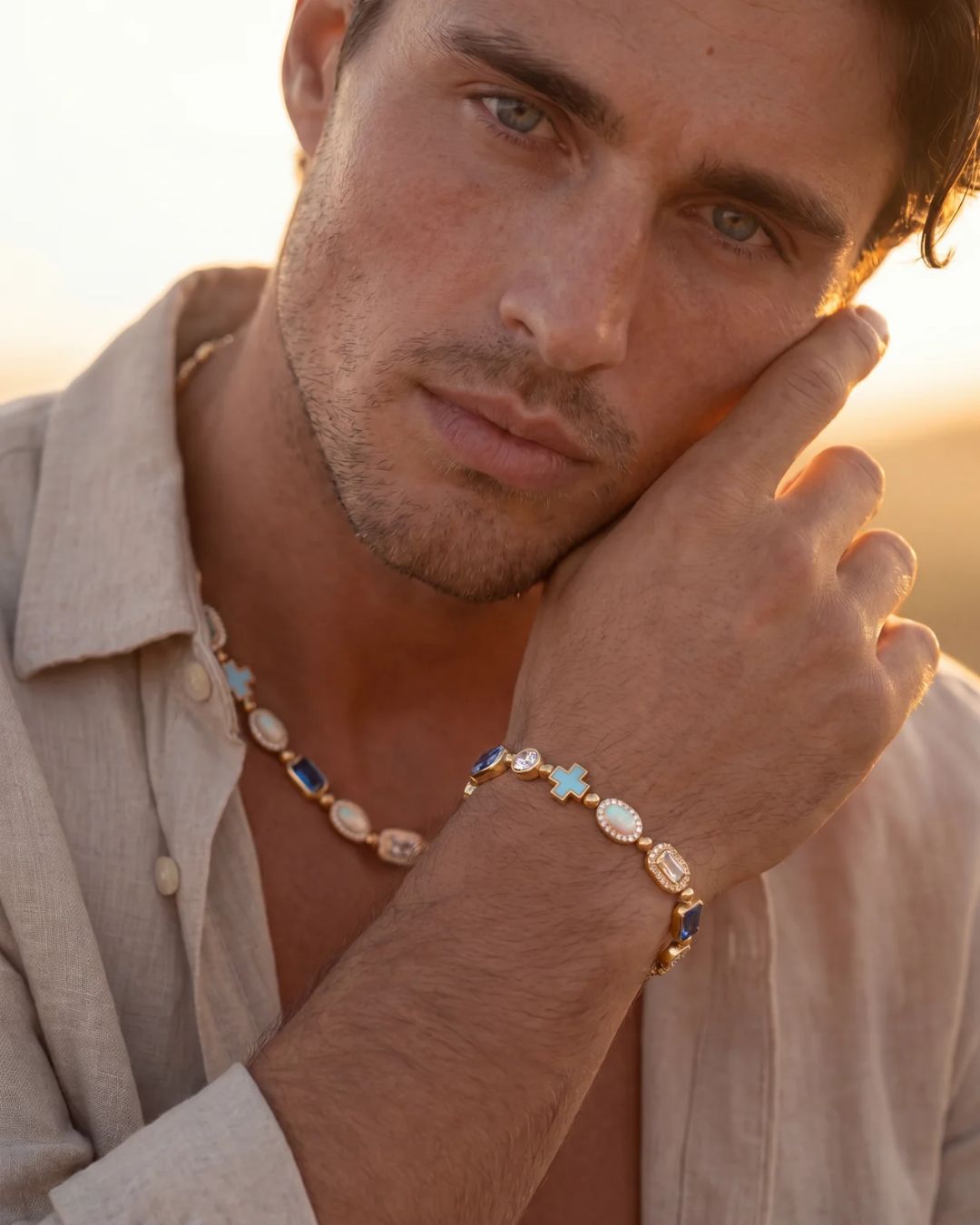 Royal Azure Mosaic Bracelet | Gold