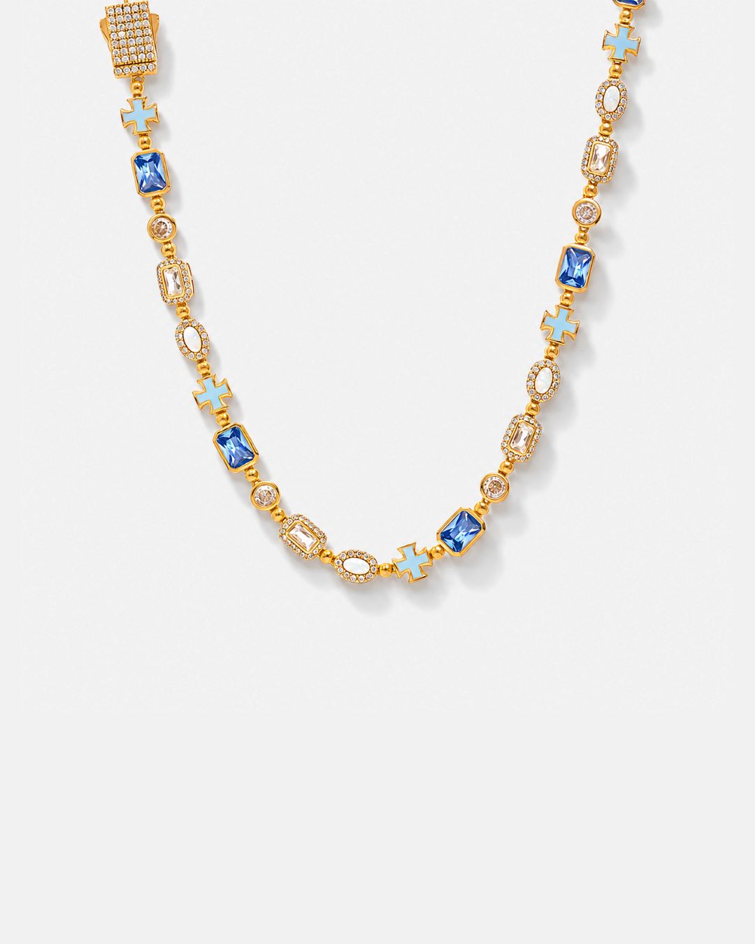 Royal Azure Mosaic Necklace | Gold