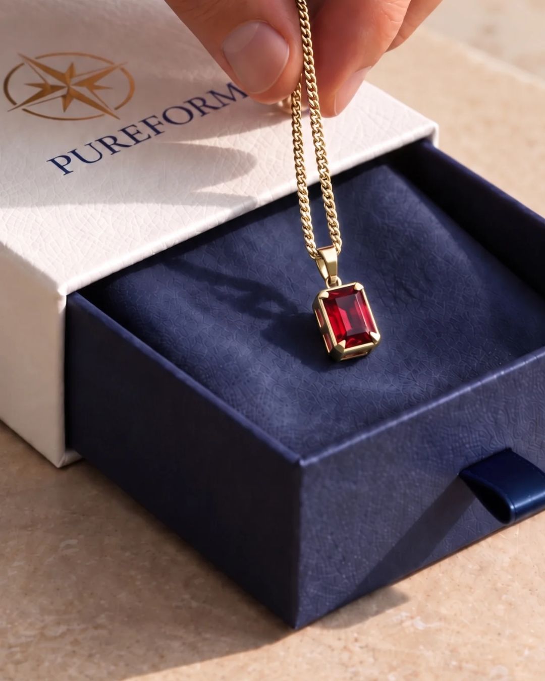 Ruby Pendant Necklace | 2 Carat 18K Gold
