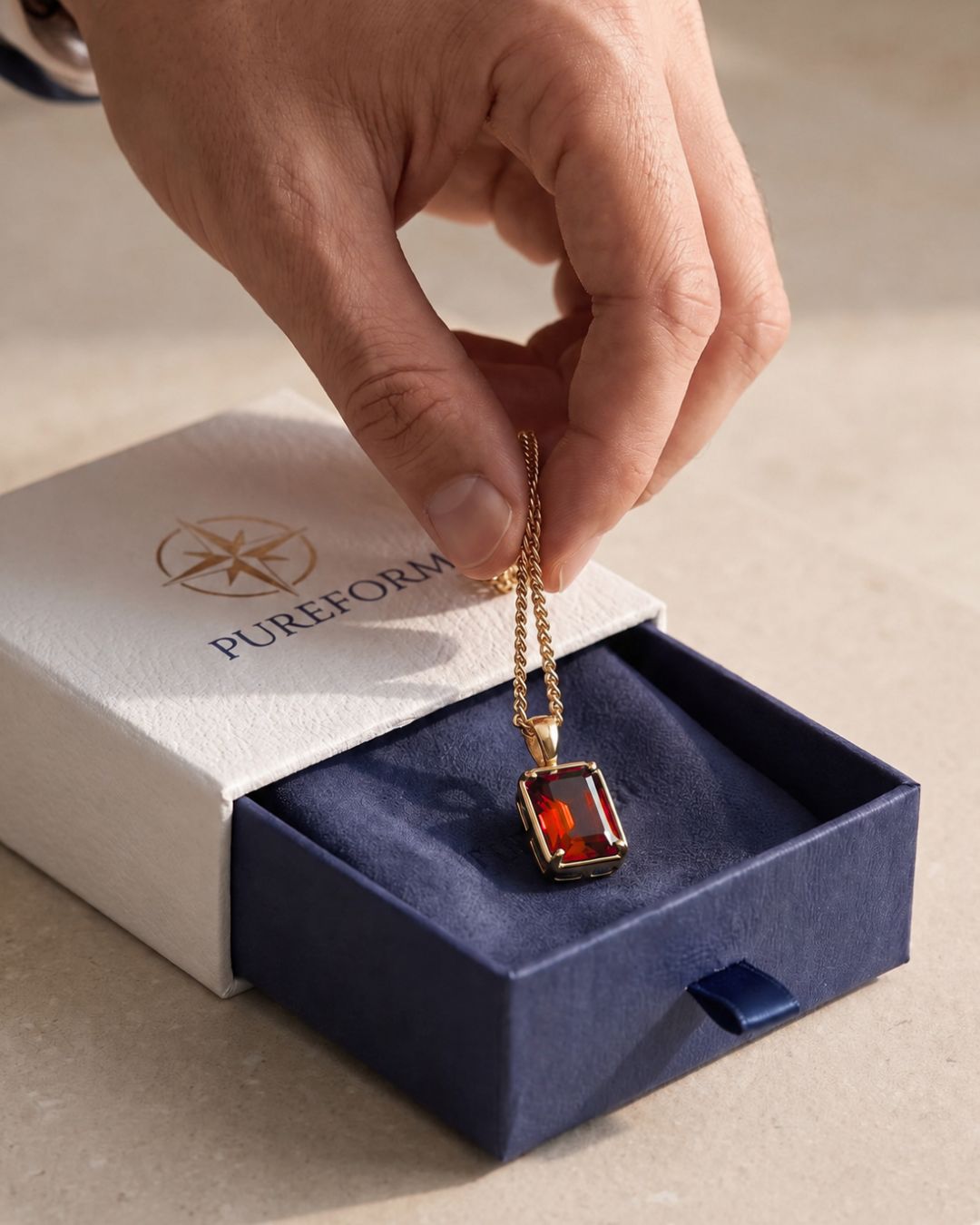 Ruby Pendant Necklace | 2 Carat 18K Gold