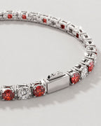 Ruby & Quartz Tennis Bracelet 4mm | Stainless Steel Silver