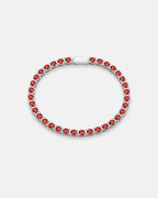 Ruby Tennis Bracelet 4mm | Stainless Steel Silver