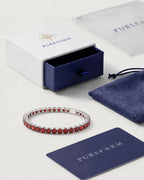 Ruby Tennis Bracelet 4mm | Stainless Steel Silver