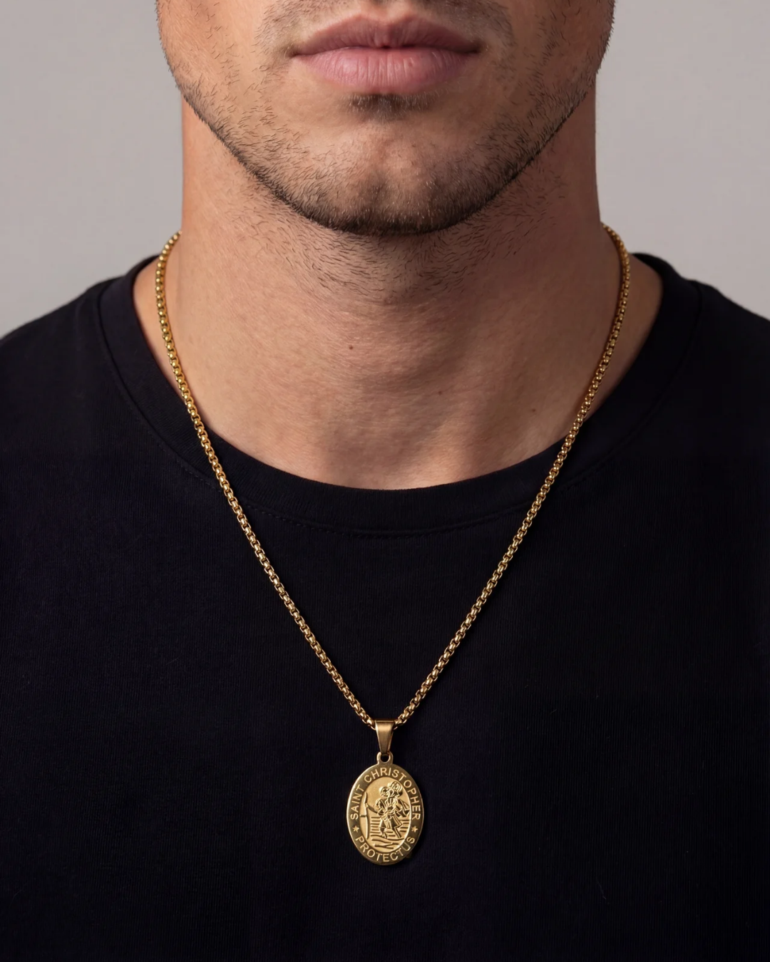 Saint Christopher Pendant Necklace I Gold
