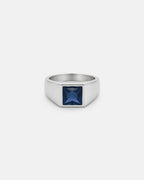 Sapphire Ring in titanium steel with a deep blue zirconia stone