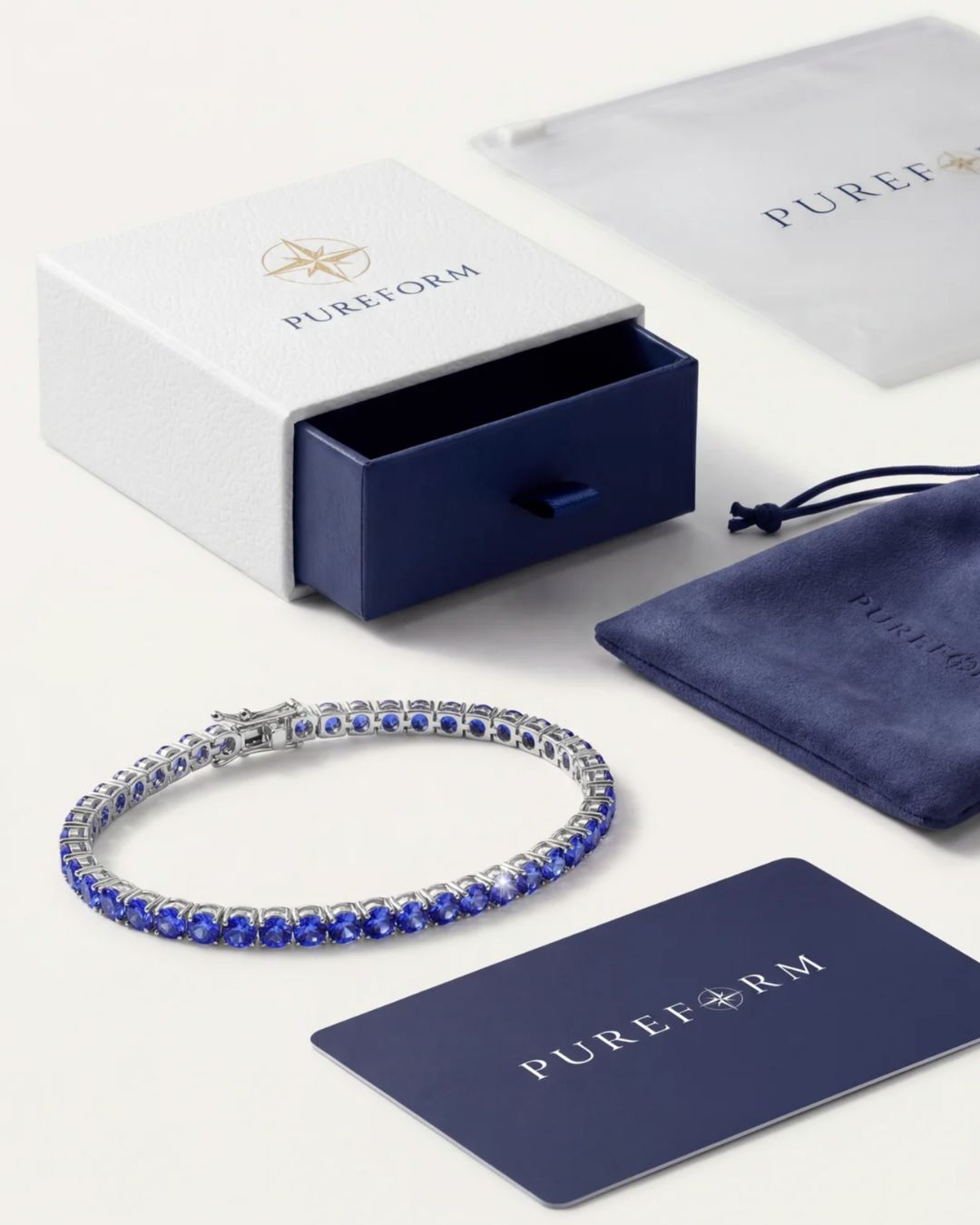 Bracelet tennis Saphir bleu