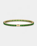 Square Tennis Bracelet in emerald green with an 18K gold plated finish