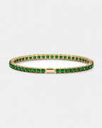 Square Tennis Bracelet in emerald green with an 18K gold plated finish