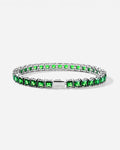 Square Tennis Bracelet | Emerald Green Silver