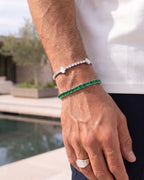 Men's tennis bracelet in emerald green and silver, lightweight 4 mm design