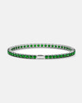Pureform Square Tennis Bracelet in emerald green, polished silver-tone steel with 4 mm 5A+ square-cut zircon
