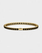 Pureform Square Tennis Bracelet in onyx black, 18K gold plated steel with 4 mm 5A+ square-cut zircon