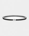 Pureform Square Tennis Bracelet in onyx black, polished silver-tone steel with 4 mm 5A+ square-cut zircon