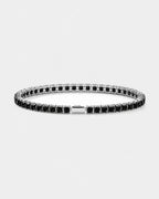 Pureform Square Tennis Bracelet in onyx black, polished silver-tone steel with 4 mm 5A+ square-cut zircon