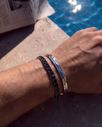 Men's tennis bracelet in onyx black and silver, lightweight 4 mm design