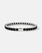 Square Tennis Bracelet | Onyx Black Silver