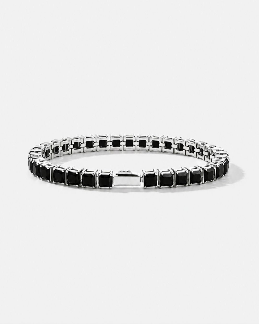 Square Tennis Bracelet | Onyx Black Silver
