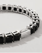 Square Tennis Bracelet | Onyx Black Silver