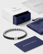 Square Tennis Bracelet | Onyx Black Silver