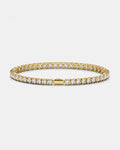 Pureform Square Tennis Bracelet in clear quartz, 18K gold plated 316L steel with 4 mm 5A+ square-cut zircon
