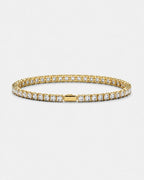 Pureform Square Tennis Bracelet in clear quartz, 18K gold plated 316L steel with 4 mm 5A+ square-cut zircon