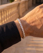 Clear quartz tennis bracelet with precision-set 5A+ square-cut zircon in a 4 mm setting
