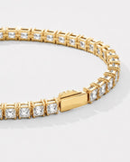 18K gold plated steel bracelet with clear quartz stones, clean unisex design by Pureform