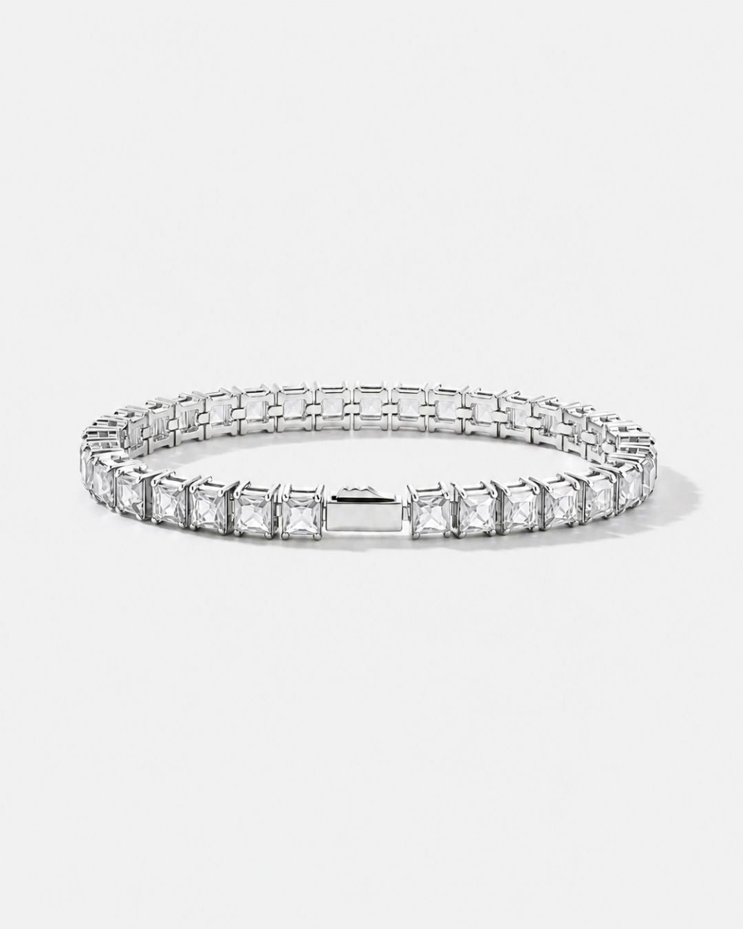 Square Tennis Bracelet | Quartz Silver