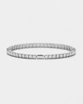Pureform Square Tennis Bracelet in clear quartz, polished silver-tone 316L steel with 4 mm 5A+ square-cut zircon