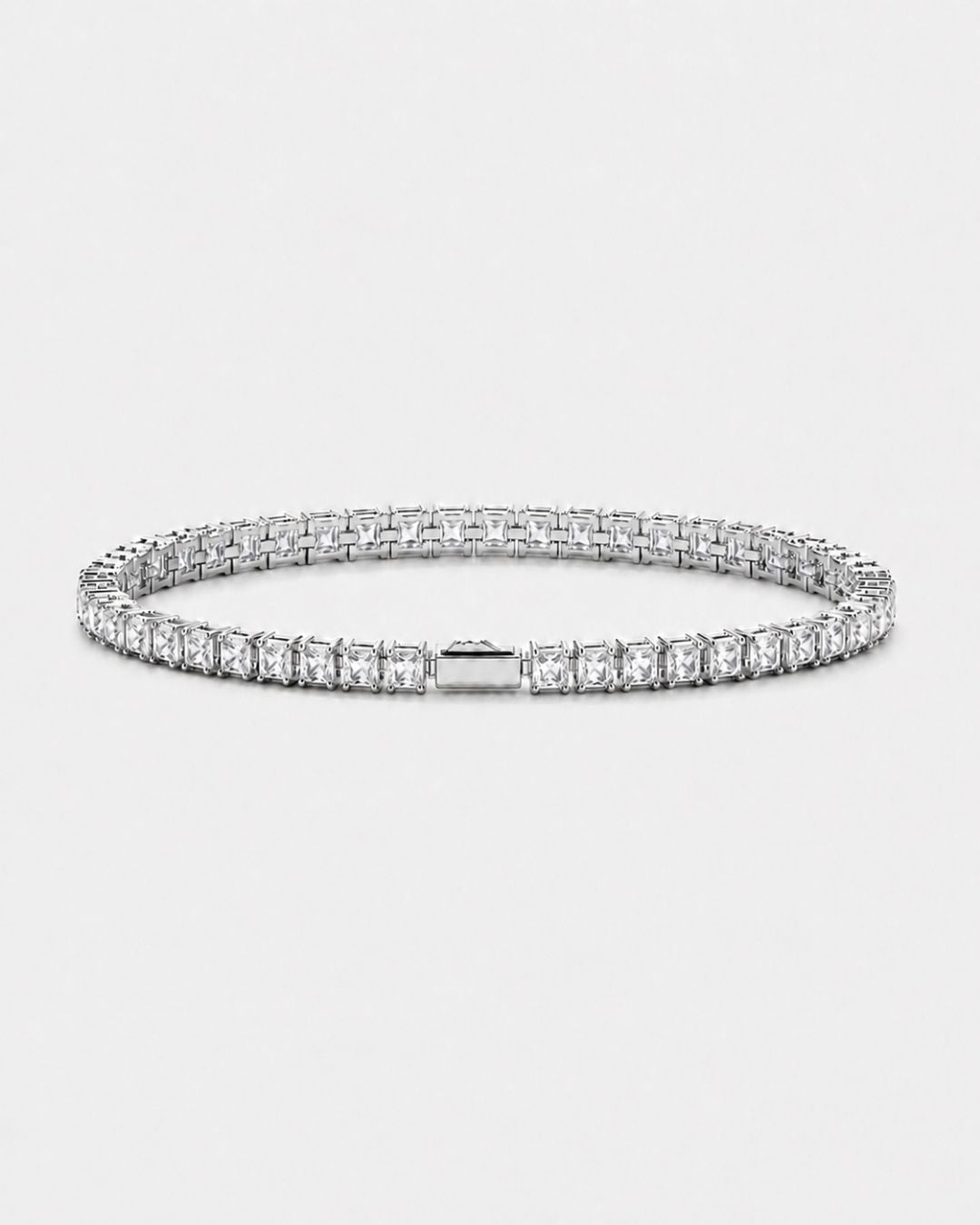 Square Tennis Bracelet | Quartz Silver