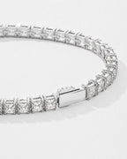 Clear quartz tennis bracelet with a secure clasp, built for everyday wear