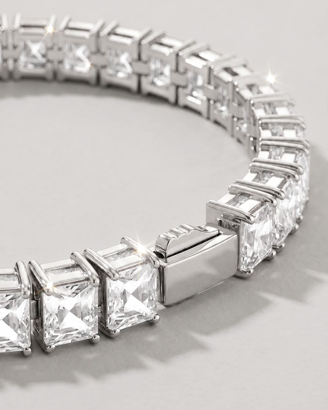 Square Tennis Bracelet | Quartz Silver