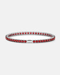 Pureform Square Tennis Bracelet in ruby red, polished silver-tone steel with 4 mm 5A+ square-cut zircon