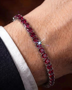 Square Tennis Bracelet | Ruby Red Silver