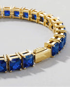 Square Tennis Bracelet | Sapphire Blue 14K Gold
