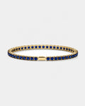 Pureform Square Tennis Bracelet in sapphire blue, 18K gold plated steel with 4 mm 5A+ square-cut zircon