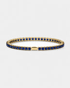 Pureform Square Tennis Bracelet in sapphire blue, 18K gold plated steel with 4 mm 5A+ square-cut zircon