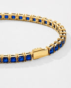 Sapphire blue tennis bracelet with a secure clasp, built for everyday wear