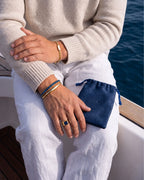 Men's tennis bracelet in sapphire blue and gold, lightweight 4 mm design