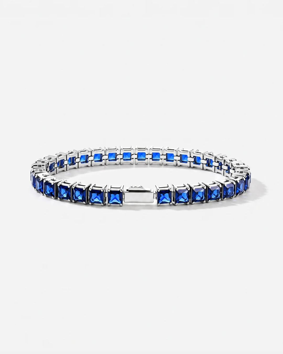 Square Tennis Bracelet | Sapphire Blue Silver