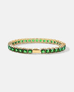 Square Tennis Bracelet | Emerald Green 14K Gold