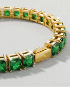 Square Tennis Bracelet | Emerald Green 14K Gold