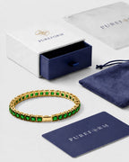 Square Tennis Bracelet | Emerald Green 14K Gold