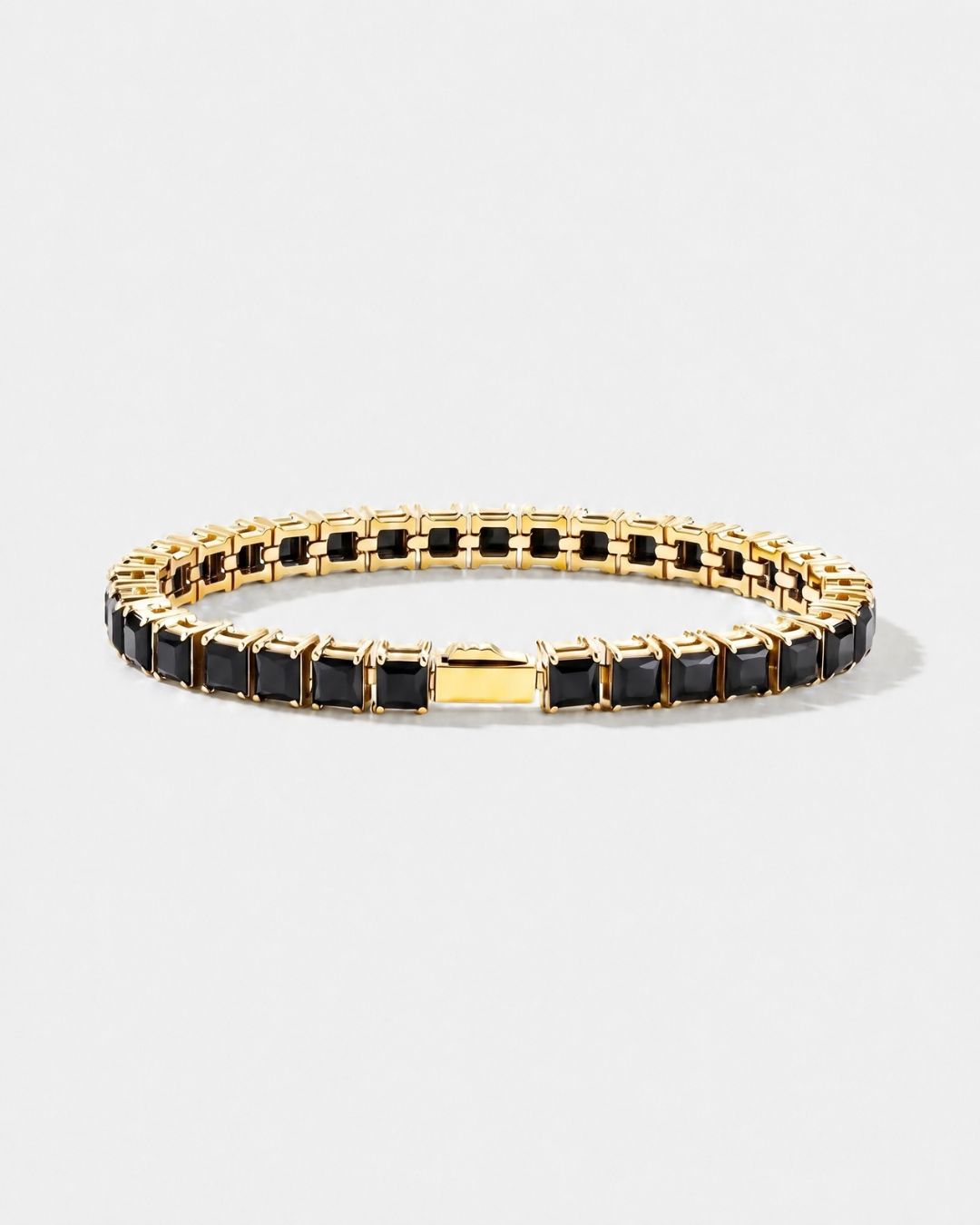 Square Tennis Bracelet | Onyx Black 14K Gold