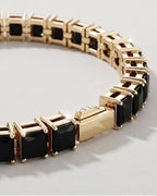 Square Tennis Bracelet | Onyx Black 14K Gold