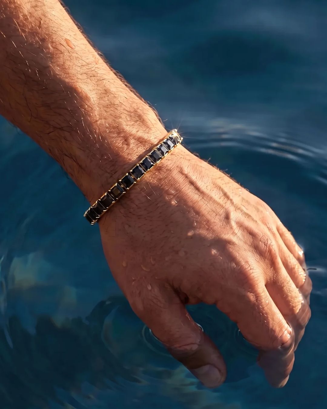 Square Tennis Bracelet | Onyx Black 14K Gold
